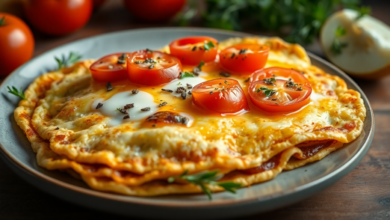 Omelete Turbinada com Tomate, Queijo e Orégano