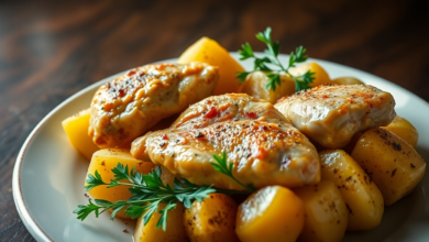 Prato de Frango com Batatas em Estilo Ultrarealista