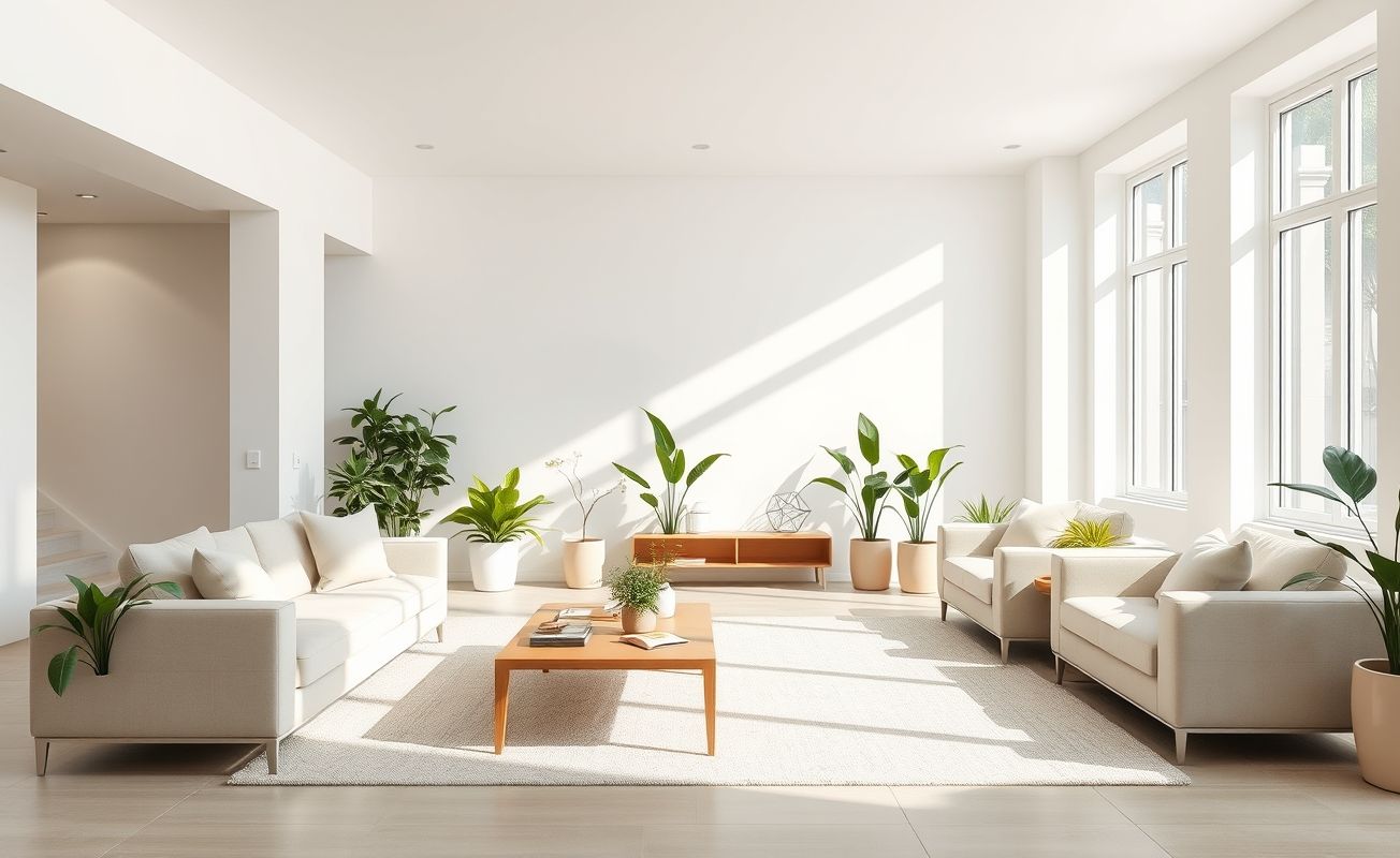 Sala limpa com decoração elegante.