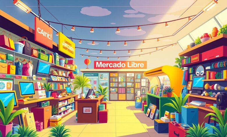 Visualização atraente do Mercado Livre com diversos produtos.