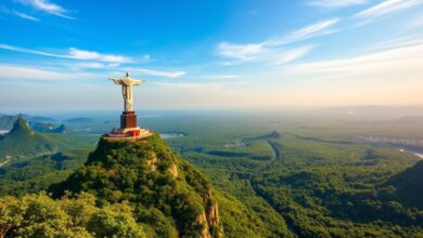 Paisagem do Rio de Janeiro com Cristo Redentor.