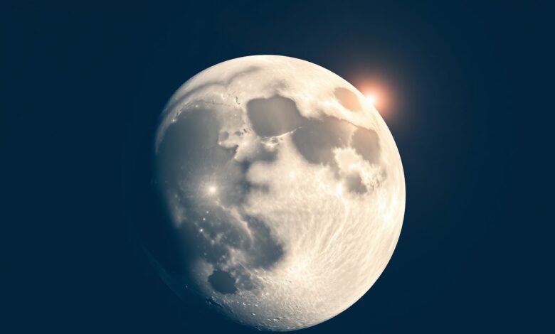 Visão detalhada da superfície lunar com crateras.