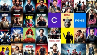 Colagem colorida sobre entretenimento cinematográfico.