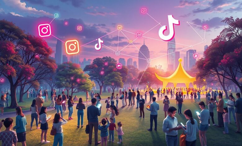 Pessoas interagindo em redes sociais.